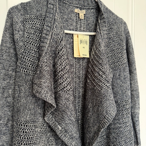 NEW Lucky Brand Fly Away Cardigan Sweater Open Front Knit Women’s XS Navy Cream - Picture 3 of 9